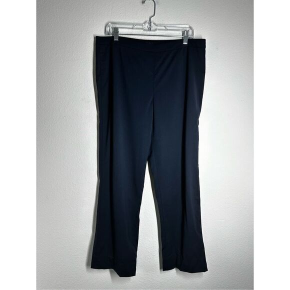 Lafayette 148 Sz 12 Straight Leg Dress Pants Navy Blue Side Zip Wool Blend *Note - Picture 2 of 16
